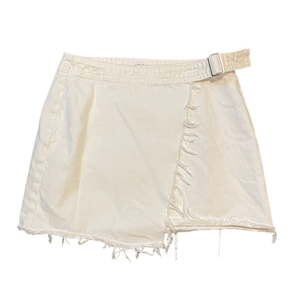 superdown Kensington Denim Wrap‎ Skirt in White, Size M, EUC